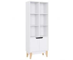 Homfa Armadietto Legno con Ante Libreria Scaffale Mobiletto Armadietto Mobile 2 Cubi 6 Armadietti da Cucina per Soggiorno Mobile da Pavimento 60x30x162 cm