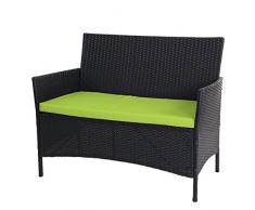Mendler Serie Halden per lesterno Divano Sofa 2 posti polyrattan Antracite con Cuscino Verde