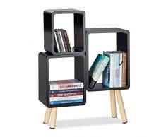Relaxdays 10021924_46 Scaffale 3 Scomparti a Forma di Cubo, Legno MDF, 4 Gambe, HxLxP: 69x52,5x18 cm, Nero