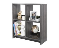 Iris Ohyama, Libreria Cube/Scaffale a giorno in legno/Mobile con 4 ripiani/Ripiano a giorno in legno, Modulare,Design, Ufficio, soggiorno, scuola - Wood Open Shelf - WOS-4 - Quercia grigia