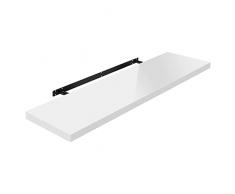 WOLTU Mensola da Muro Scaffale Sospeso da Parete Libreria Piccola per Soggiorno Cameretta Porta CD DVD, Pannello MDF 90x22,9x3,8cm, Bianco, RG9481ws