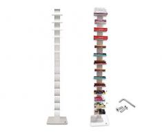 Flo.mar Librerie a colonna, Libreria bianca, Libreria verticale, Libreria angolare altezza 214 cm 14 ripiani Libreria moderna Design