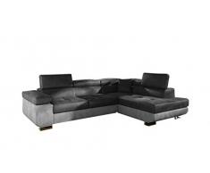 E- MEUBLES Divano ad angolo in letto Convertibile con Baule 4/5 Posti - in Tessuto - Soggiorno & soggiorno - ALESIO (Grigio scuro+Grigio chiaro (Monolith 97+Monolith 84), Destra)