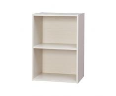 Iris Ohyama, Mobile contenitore, Libreria, 2 ripiani fissi, Solido, Design, Multifunzionale, Ufficio, Ingresso, Camera da letto, Soggiorno, SBasic Storage Shelf CX-2, Rovere bianco