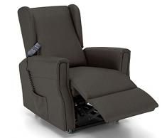 SEADA, Poltrona Relax Motorizzata Alzapersona Elettrica 2 Motori Per Soggiorno Comoda Resistente Per Anziani Con Agevolazione IVA ridotta 4% Venezia, 80 x 76 x H105 cm, Similpelle Grigio