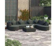 Gecheer Set 8 pz Divani Modulari da Giardino per Esterno in Polyrattan con Penisole,Set Divani da Giardino da Esterno,Divano Modulare da Giardino,Salotto da Giardino,Salotto da Esterno