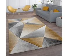 Tappeto Salotto Pelo Corto Motivo Geometrico Diamante Moderno con Effetto 3D, Dimensione:80x300 cm, Colore:Giallo