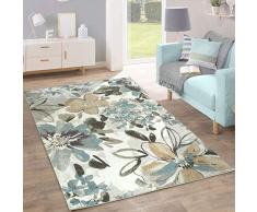 Tappeto di Design Moderno Soggiorno Motivo Fiori Toni Pastello Verde Blu Crema, Dimensione:120x170 cm