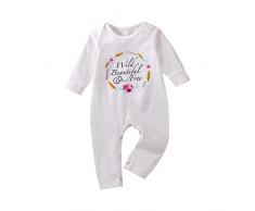 Dinnesis Body per il sonno del neonato neonato ragazzo ragazza lettera fumetto stampa a maniche lunghe tutina tuta tuta vestito scaffale nuvole camera dei bambini, bianco, 9-12 mesi