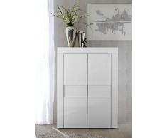Arredocasagmb.it Mobile Contenitore 2 Ante Moderno Bianco Lucido Soggiorno Madia Buffet con sportelli Design ESO 04