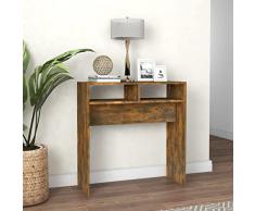 Festnight Tavolino Consolle, Tavolino Salotto, Tavolini Da Salotto, Tavolino Da Balcone, Tavolino Divano, Rovere Fumo 78x30x80 cm in Legno Multistrato