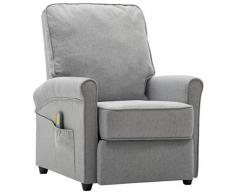 vidaXL Poltrona Massaggiante Elettrica Ergonomica Relax Morbida Robusta Sedia Massaggio con Braccioli Arredo Grigio Chiaro in Tessuto Telaio Acciaio