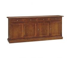 InHouse srls Credenza, Arte povera, in Legno massello e MDF con rifinitura in Noce Lucido - Mis. 205 x 42 x 85