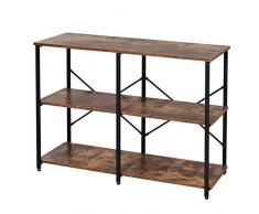 homcom Scaffale Libreria dal Design Industriale con 3 Ripiani, Scaffalatura in Pannelli Truciolari e Telaio in Metallo, 120 x 30 x 76 cm