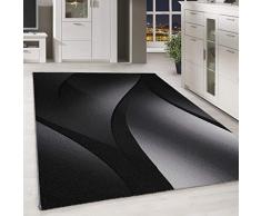 HomebyHome - Tappeto moderno a pelo corto, in stile astratto ombreggiato, per soggiorno, nero e grigio mélange