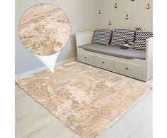 Amazinggirl Tappeto Peloso Soggiorno - Grandi Dimensioni Salotto Moderno cameretta Bimba tappeti Pelosi Camera da Letto Morbido Beige 160 x 230 cm