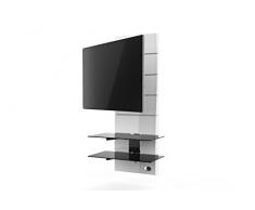 Meliconi Ghost Design 3000 Rotation Supporto Doppio Braccio Orientabile per TV da 32 a 70 con Mensole in Vetro Temperato, Bianco