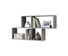 FMD 4 ripiani Zed A5 Libreria a Muro, 100x19,5x53 H cm, Grigio, Bianco, Nobilitato