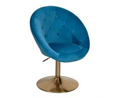 WOHNLING Sedia Sedia Girevole Design Velluto Blu/Oro | Poltrona Club Sedia Imbottita con Schienale | Poltrona Girevole Poltrona Cocktail Lounge | Poltrona con Rivestimento in Tessuto