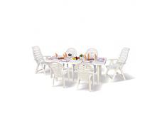 TAVOLO TRIO BIANCO CM.144-216X90X72 ALLUNGABILE 6 GAMBE ESTERNI INTERNI GIARDINO BAR PUB LOCALI JX