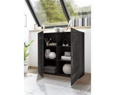 Arredocasagmb.it Mobile credenza Contenitore 2 Ante Moderno Grigio Lucido Anta con Serigrafia Soggiorno Madia Buffet con sportelli Design Mira 04
