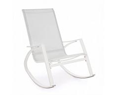 BRIGROS La voglia di fare Estosa - dondolo in alluminio con seduta in textilene colorata robusta e stabile adatta per arredo giardino, bordo piscine, terrazze, poltrona a dondolo (Bianco)