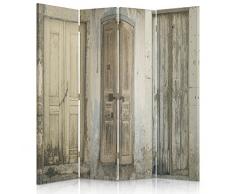 Feeby Frames Il paravento Stampato su Telo,Il divisorio Decorativo per Locali, bilaterale, a 4 Parti, 360° (145x150 cm), Porte, Costruzione, Rustico, Marrone