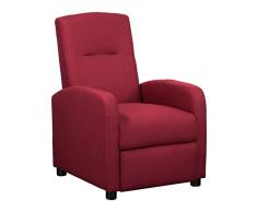 Totò Piccinni Poltrona Toledo Relax Reclinabile con Poggiapiedi Imbottita Confortevole (Tessuto, Bordeaux)