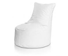 Bepouf - Poltrona a Sacco con Schienale Alto in Ecopelle con Imbottitura in Palline di Polistirolo, Poltrona a Sacco adatta per Camera e Salotto - Dimensione Grande 85x80, Colore Bianco