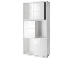 Composad | Libreria Alta della Linea PRIVILEGIO con 3 Ante Scorrevoli, Libreria Moderna Scaffale, Dimensioni (LxAxP) 90,30x187,60x40 cm, Bianco Laccato, Soggiorno, Studio, Ufficio, Made in Italy