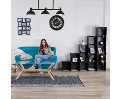 Relaxdays Scaffale a Incastro in Plastica, Componibile, 15 Scomparti, Nero
