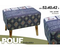 POUF SGABELLO RETTANGOLARE IMBOTTITO 52*40*42H CM
