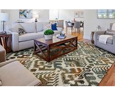 Erdenet Carpet Tappeto Salotto Design Moderno 200x300 cm, Lana, Verde, Multicolore (200_x_300)