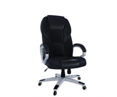 Sedia Da Ufficio Operativa Poltrona Girevole E Altezza Regolabile In Ecopelle PC Gaming Studio Con Braccioli Poggiatesta Ergonomica Con Ruote Rotelle Portata Massima 150 KG Design Wilson Colore Nero