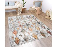 Paco Home Tappeto Soggiorno Boho Etnico Marocchino Moderno Pelo Corto con Struttura Beige, Dimensione:160x230 cm, Colore:Grigio