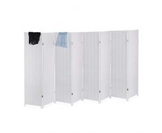 Relaxdays Paravento a 8 Pannelli, HxL: 170 x 320 cm ca, Divisore Pieghevole, Separé per Ambienti Interni, Color Bianco, Corda di Carta, Legno, 1 pz