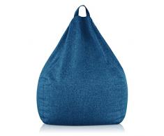 Deshome - Pouf a sacco con imbottitura sfoderabile per interno e esterno: Puff poltrona sacco tessuto Idrorepellente Artigianale Made in Italy - Light Pouf 85x85x90 cm (Blu)