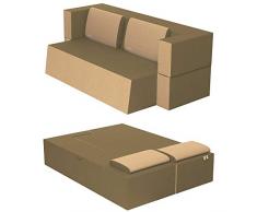 Baldiflex Divano Letto 2 Posti Modello Praticho in Poliuretano e Memory Foam, Rivestimento Sfoderabile e Lavabile, Colore Oro Antico