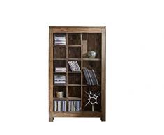 MASSIVMOEBEL24.DE NATURE GREY #58 Mobile porta CD-DVD in legno di sheesham - oliato/grigio 65x18x110