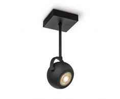 Il faretto LED a plafone con braccio in acciaio è girevole e inclinabile. incl. LED GU10 DIMABILE. 25000 ore di funzionamento A + LED. adatto a tutti gli spazi interni IP20. Plafoniera LED NOP nera