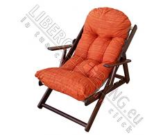 Poltrona Sedia Sdraio Relax in Legno Pieghevole Harmony Lusso Cuscino Super Imbottito H 100 CM Soggiorno Cucina Salone Divano (Arancio)