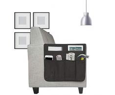Poltrona Antiscivolo Poltrona Reclinabile per Braccioli Organizer con 6 Tasche Supporto per Telefoni Telecomandati Portariviste Bracciolo Reclinabile in Lino