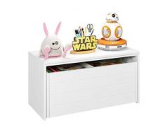 HOMECHO Mobile Porta Giocattoli in Legno 2 Cassetti con Ruote Armadietto Portaoggetti Mensola per Bambini, Contenitore Portaoggetti, Bianco, 69 x 32 x 35.6cm