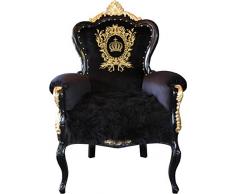Harald Glööckler Pompöös di Casa Padrino Poltrona barocca di Lusso Bergere Nero/Oro con Corona - Pompööser Poltrona barocca Disegnata