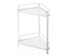HFZY 2 Tier Corner Rack in Ferro Battuto Multifunzionale Scaffale Triangolo Scaffale A Parete Montaggio A Parete Nonforato per La Cucina del Bagno, Bianco