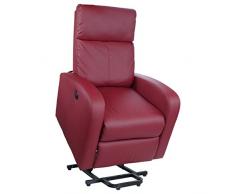 Totò Piccinni Poltrona Relax Reclinabile con Poggiapiedi Imbottita Confortevole (Alzapersona con Massaggio, Ecopelle Bordeaux)