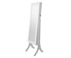 Premier Housewares Armadio a Specchio con Interno Portagioie, MDF Bianco e Velluto