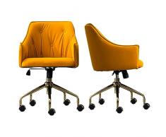 XIaoHESHop Pelle PU Casa Sedia da scrivania per ufficio, Sedia operativa girevole con altezza regolabile, Vintage Poltrona per computer con schienale a bottoni per il soggiorno, lufficio