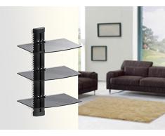 Maclean MC-664 Supporto Dvd da Parete Tripla Mensola in Vetro Scaffale da Muro Console PS3 PS4 Xbox