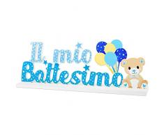 Decorazione Battesimo Bambini Centrotavolo Scritta Il Mio Battesimo Legno Blu Orso Palloncini Decorazione Tavolo Festa Bomboniere Confetti Nascita Battesimo Baby Shower